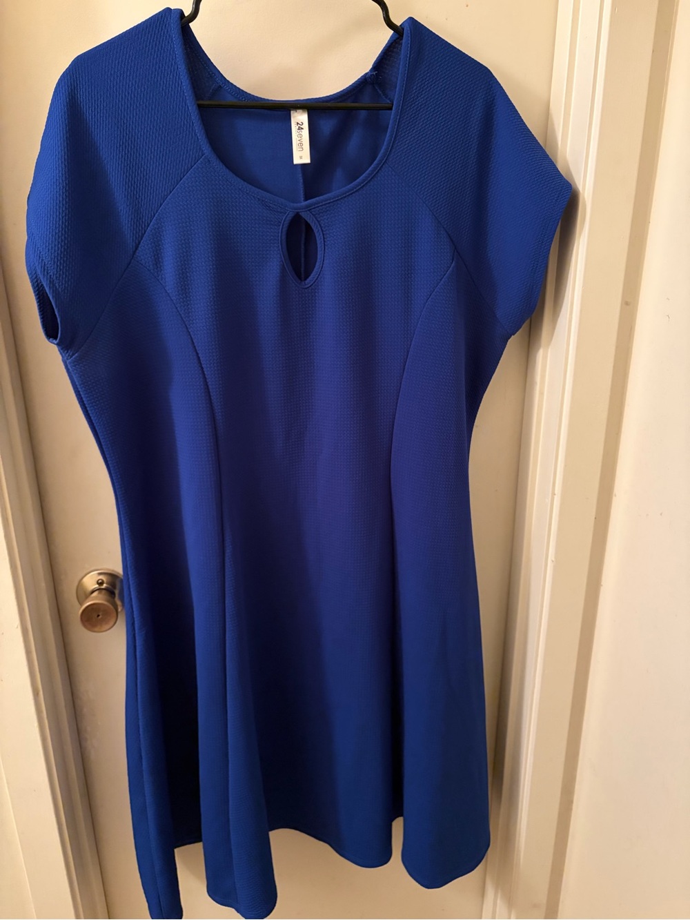Women's Royal Blue Fit-and-Flare Keyhole Dress